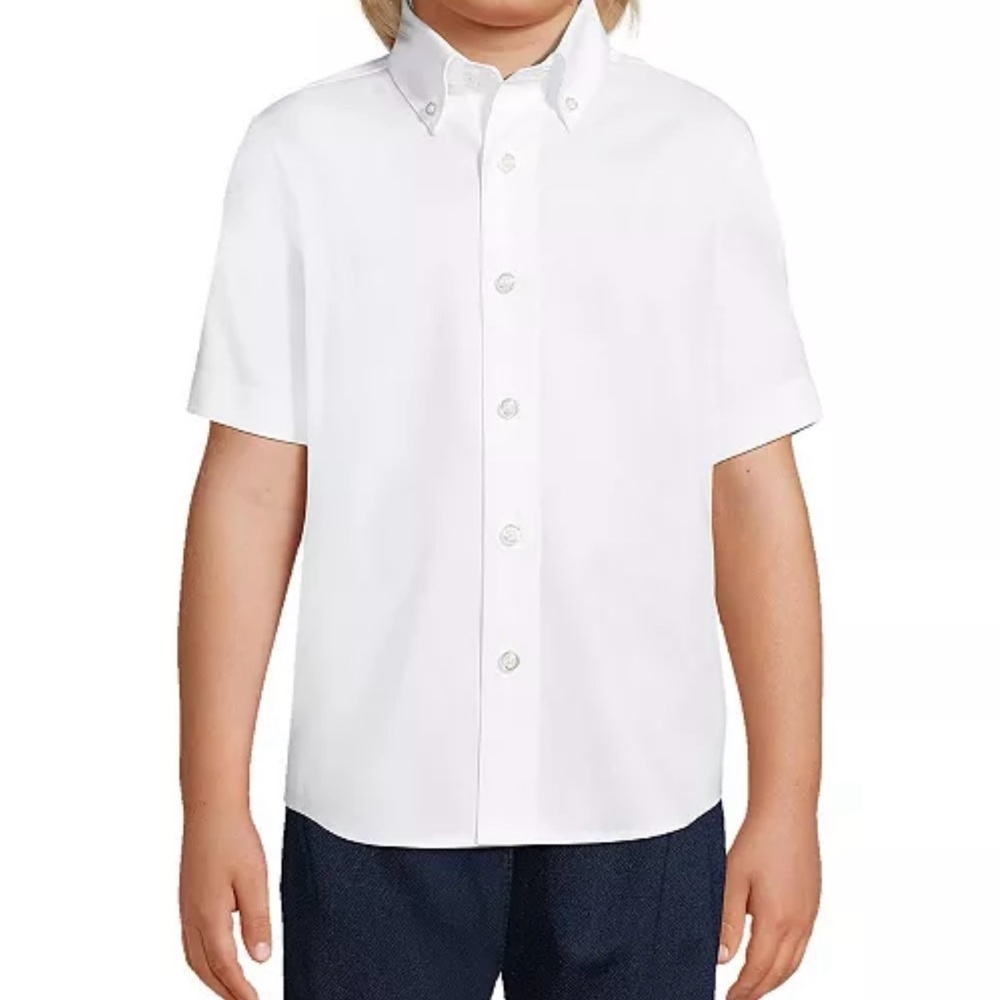 Lands' End White Button Down Shirt Short Sleeve